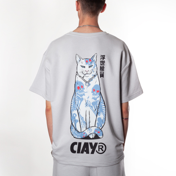 Футболка Pulse tattoo cat gry oversize